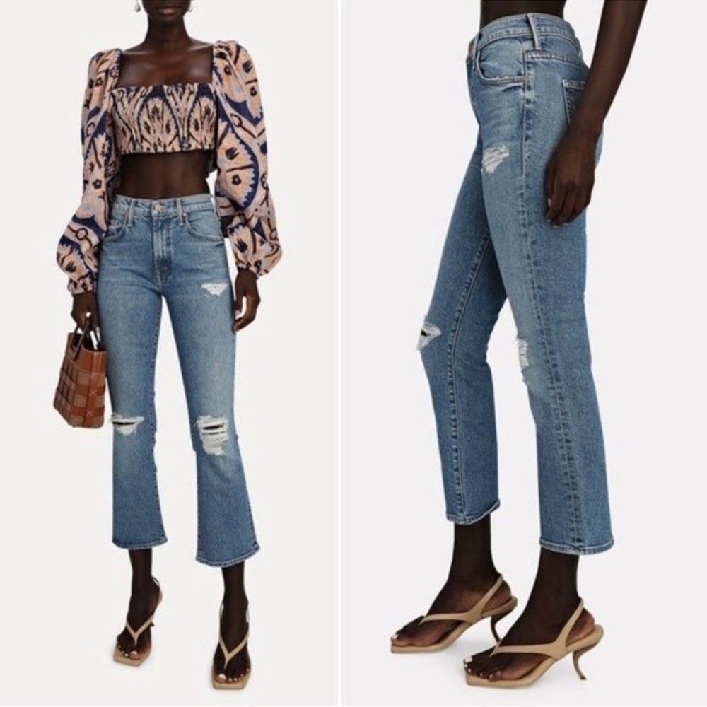 Mother Denim Insider Ankle Flare Bootcut Jeans in Bloom and Doom Size 27